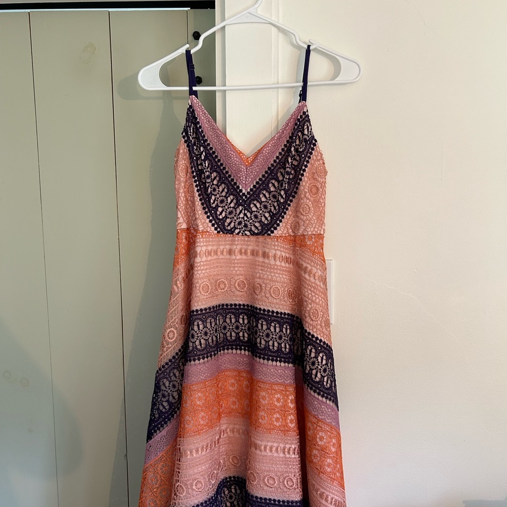 Pink and Orange Patterned Anthropologie Dress